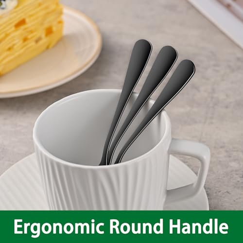 DEHOV 5.5 Inch Black Small Coffee & Tea & Demitasse Spoons Set of 8 - color: Black