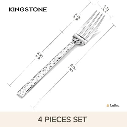 4 Piece Hammered Dinner Forks Set,18/10 Stainless Steel Forks, 8 Inch - size: 4-Piece