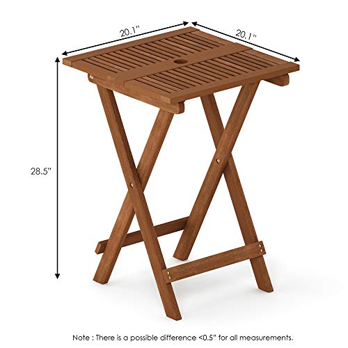 Furinno TIOMAN Outdoor Folding Patio Table with X-Legs, Natural - size: Large Square Folding Table