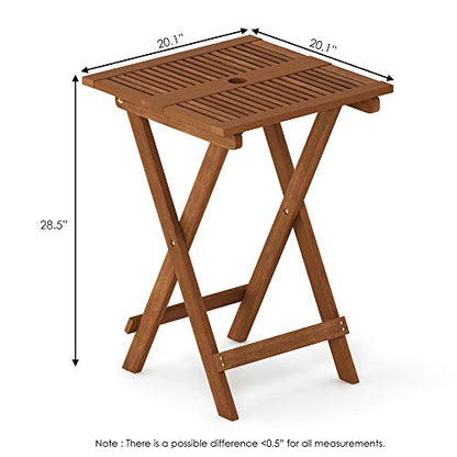Furinno TIOMAN Outdoor Folding Patio Table with X-Legs, Natural - size: Large Square Folding Table