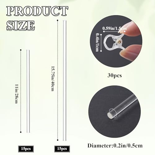60PCS Orchid Stakes and Clips Set, 11/16 Inch Acrylic Plant Stakes for Indoor Plants, Clear Orchid Clips for Plants Support, Outdoor Garden Sticks for Potted Plant, Monstera, Tomatoes, Flowers