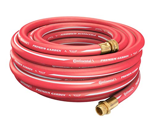 Continental Premium Garden Red Heavy Duty Hot Water Garden Hose, 5/8in Inside Diameter x 100ft Length, Male x Female Garden Hose Thread - color: Red, size: 100ft