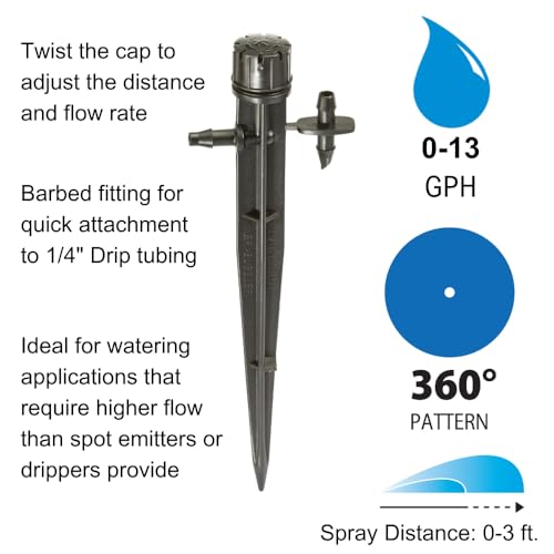Rain Bird MBF4PKS Drip Micro-Bubbler, Full Circle, 4-Pack - size: 4-Pack, style: Micro Spray on Stake