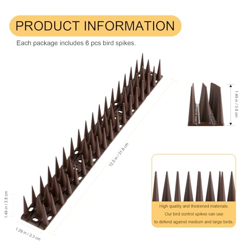 OFFO Bird Spikes for Pigeon Woodpecker Crow, Outdoor Use for Balcony Patio Window, Easy to Install, Brown, Covers 8.3 Feet(2.5m) - color: Brown