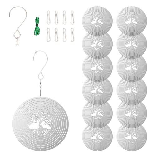 Stainless Reflective Wind Spinners Outdoor Decor,Sparkly Wind Spinner Bird Scare Devices Deterrent to Scare Bird Away,3D Mirror Bird Reflectors to Keep Sawallows Sparrow Away Garden Porch Pool Windows
