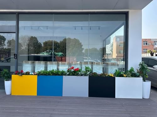38" L x 13" W x 30" H Metal Tall Rectangular Planter - Large Planter Box for Outdoor Patio/Porch Modern Design for Plants, Flowers, Garden,Spliced Flower Pot (Navy) - color: Navy