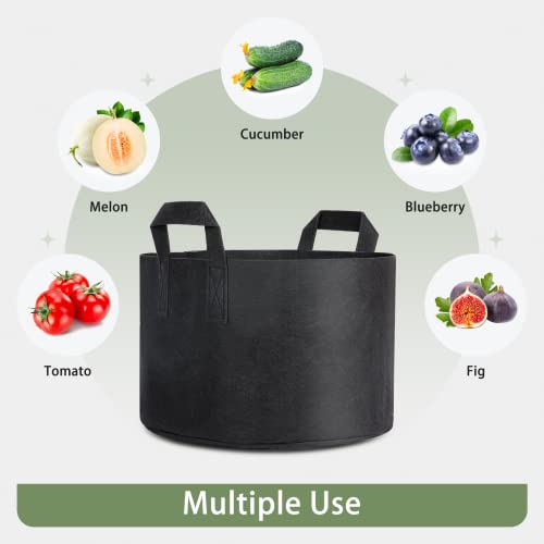 GreatBuddy Grow Bags 10 Gallon 6-Pack, Heavy Duty Fabric Grow Bags with Handles for Vegetables, Herbs, and Tomatoes, Fabric Pots & Planting Bags for Outdoor Home Gardening - size: 10 Gal
