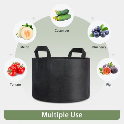 GreatBuddy Grow Bags 10 Gallon 6-Pack, Heavy Duty Fabric Grow Bags with Handles for Vegetables, Herbs, and Tomatoes, Fabric Pots & Planting Bags for Outdoor Home Gardening - size: 10 Gal