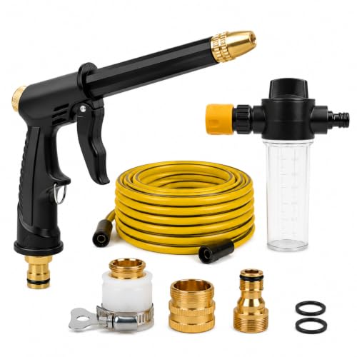 High Pressure Hose Nozzle, 2026 Upgraded Heavy Duty Water Spray Gun with 5 Adjustable Spray Modes, Metal Garden Hose Sprayer Power Washer for Car Wash, Patio Cleaning, Lawn Watering
