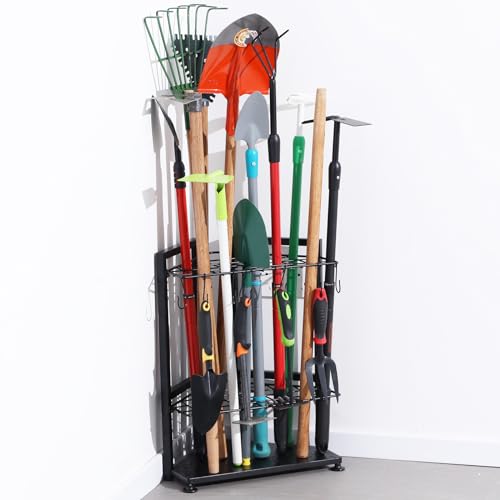 YueTong Garden Tool Organizer for Corner,Yard Tools Rack for Garage Storage Organization,Garage Tool Holder Free Standing No Mount.Heavy Duty and Solid Metal for Indoor and Outdoor Use. - style: Corner