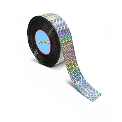 Shudyear Bird Scare Reflective Tape, 252 Feet Per Roll, Double-Sided Reflective, A Substitute for Scarecrows, Suitable for Outdoor Use in Homes, Gardens, Farms, and Orchards (1, Grid Style)