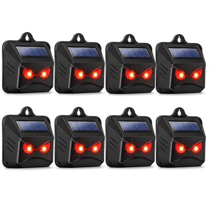 8 Pack Solar Predator Eyes Nocturnal Animal Repellent Outdoor,Auto Activate Animal Deterrent Predator Lights for Coyote,Racoon,Foxe,Skunk,Deer,Red LED Wildlife Guard for Yard, Garden,Farm,Chicken Coop