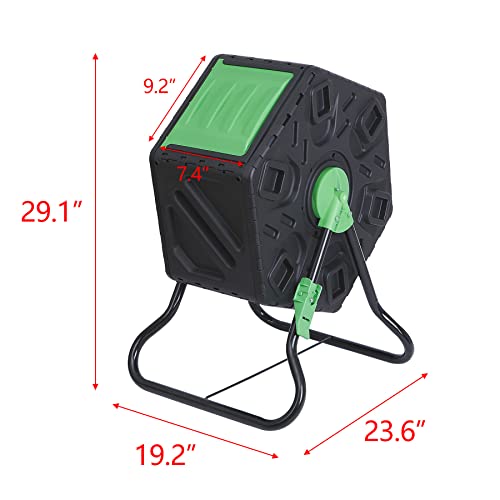 F2C 18.5 Gallon Compost Tumbler Compost Bin All-Season Outdoor BPA Free Single Rotating Chamber Composters w/ 2 Sliding Doors and Solid Steel Frame - size: 18.5 Gallon