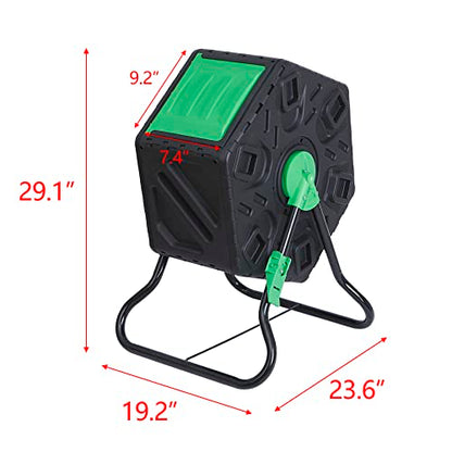 F2C 18.5 Gallon Compost Tumbler Compost Bin All-Season Outdoor BPA Free Single Rotating Chamber Composters w/ 2 Sliding Doors and Solid Steel Frame - size: 18.5 Gallon