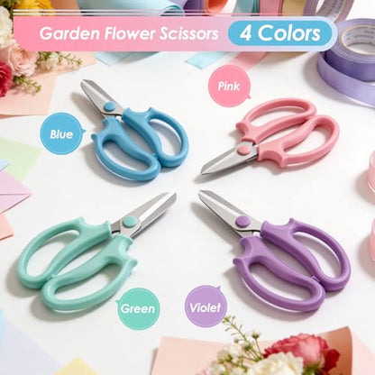 4PCS Flower Scissors, Stainless Steel Floral Scissors (Standard) - size: 4PCS Standard