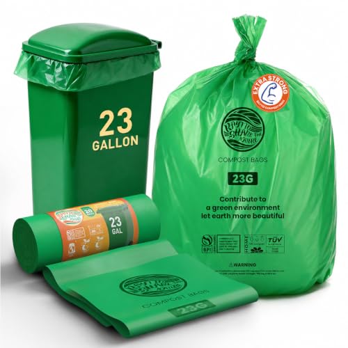 Compostable Trash Bags 23 gallon Large Garbage Bags,20 Count, Fits13-25 gallon trash can, Extra Strong and Durable,Compostable Lawn & Leaf Yard Waste bags,ASTM D6400,Bpi &OK compost HOME certified - color: 23G-20count