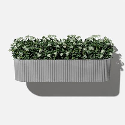 Veradek Demi Series Railing Planter - Round Window Box with Bracket - color: Gray, size: 36 inch