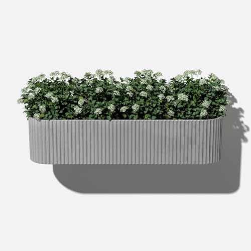 Veradek Demi Series Railing Planter - Round Window Box with Bracket - color: Gray, size: 36 inch