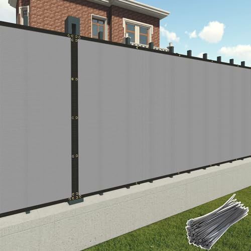 Patio Paradise 4' x 1' Gray Privacy Fence Screen Heavy Duty Fence Cover with Grommets, Mesh Shade Fencing Chain Link Temporary Fence Panels for Outdoor Balcony Deck Patio Backyard - color: Light Gray, size: 4' x 1'