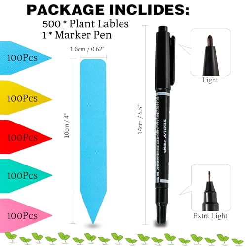 Plant Labels 500Pcs 4" Plastic Name Tags for Seedlings (Mix-Color) - color: Multicolored 500