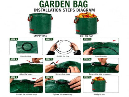 3-Pack 80 Gallon Yard Waste Bags with 2 Pairs Gardening Gloves, Heavy Duty Reusable Lawn Leaf Bags, 300L Collapsible Self-Standing Garden Waste Bags for Leaves, Grass Clippings & Debris