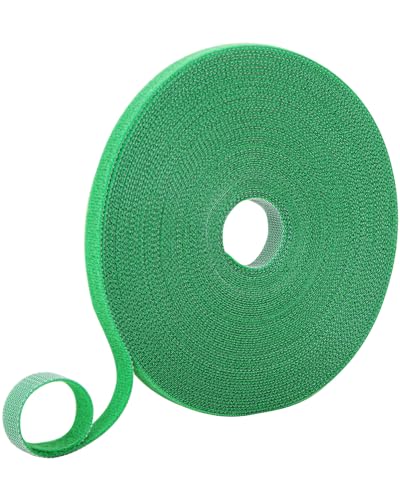 98.4 Ft Plant Ties Garden Tape, Reusable Adjustable Plant Clips for Climbing Plants, Green Nylon Self Adhesive Plant Twist Tie Strap to Support Gardening Plants - size: 98.4 FT