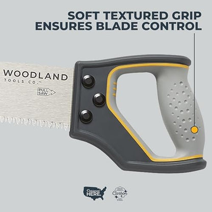 Woodland Tools Super Duty D-Handle Pruning Saw – Curved Tree Saw with Hardened Steel Blade, Aggressive Teeth, Non Slip Grip – Manual Tool for Limb Cutting, Branch Removal, and Yard Work - style: Super Duty D-Handle Saw