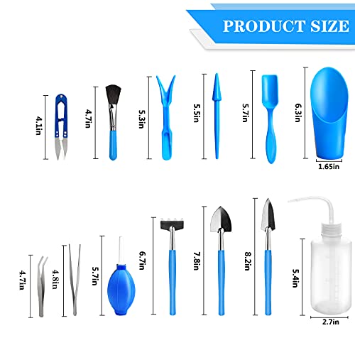 13 Pcs Succulent Care Tools, Mini Garden Transplanting Tool Set - style: Blue-2