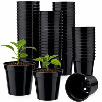 60 Pack 2 Inch Nursery Pots, Mini Plastic Plant Pots for Seedlings(Black) - color: Black