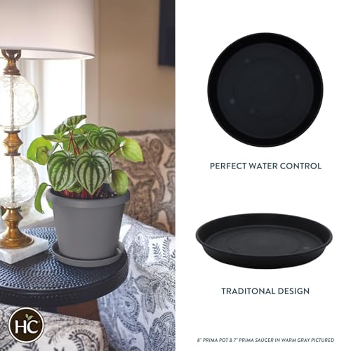 The HC Companies Round Prisma Flower Pot Saucers - Plastic Plant Saucer for Outdoors & Indoors - Traditional Plant Pot Trays for Water Drainage -Durable Plant Tray (7-inch Black, Pack of 1) - color: Black, size: 7", style: Pack of 1