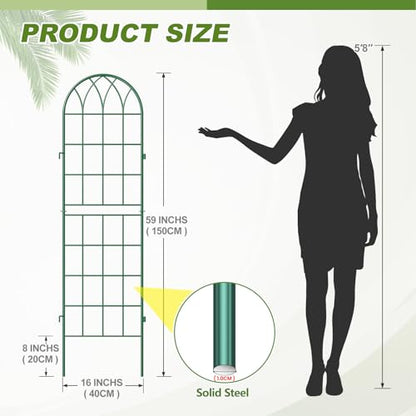 DoCred 4 Pack Garden Trellis for Climbing Plants, 59 Inch Metal Trellis - color: Green, size: 59''H x 16''W/4 Pack