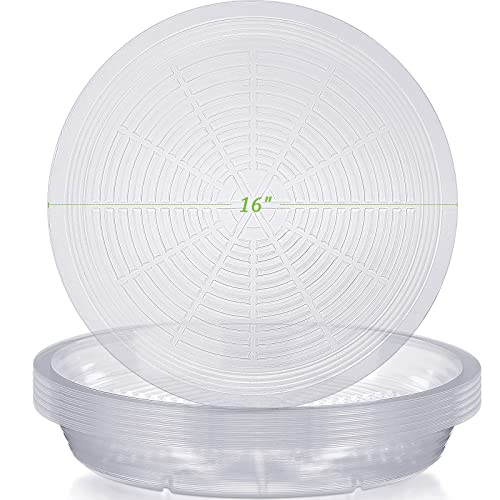 Shellwei 18 Pack 16 Inch Plastic Plant Saucers Extra Large Clear Flower Pot Drip Trays Plants Drip Tray Plant Drainage Tray Plants Saucer Trays for Indoors Outdoors - size: 16 Inch