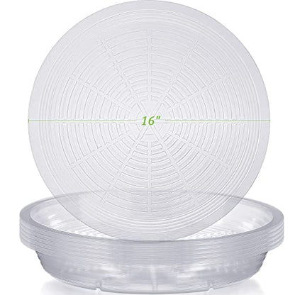 Shellwei 18 Pack 16 Inch Plastic Plant Saucers Extra Large Clear Flower Pot Drip Trays Plants Drip Tray Plant Drainage Tray Plants Saucer Trays for Indoors Outdoors - size: 16 Inch