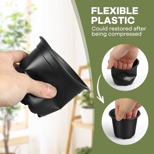 4 5 6 Inch Nursery Pots, 110 Packs Plastic Plant Pot with Drainage Hole, Seedling Starter Pots for Succulents (4 Inch) - size: 4 Inch-110 Pack