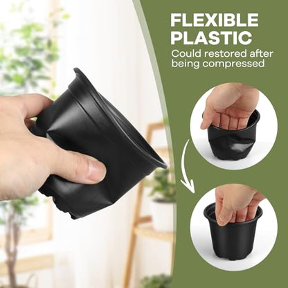 4 5 6 Inch Nursery Pots, 110 Packs Plastic Plant Pot with Drainage Hole, Seedling Starter Pots for Succulents (5 Inch) - size: 5 Inch-110 Pack