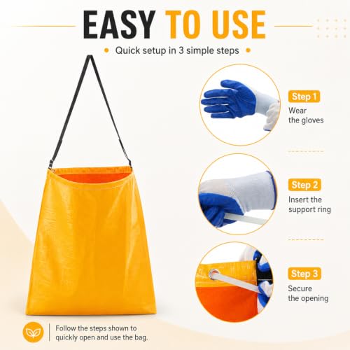 Faccito 2 Pack Litter Bag with Shoulder Strap Trash Leaf Bag Holder, Yellow - color: Yellow
