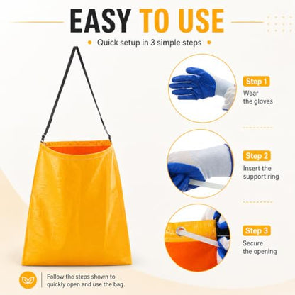 Faccito 2 Pack Litter Bag with Shoulder Strap Trash Leaf Bag Holder, Yellow - color: Yellow