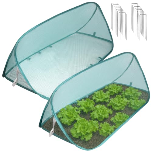 sogiv 39"x15"x15" Pop-Up Garden Mesh Plant Cover Organza Netting Protective Tent with 16 Ground Stakes, Foldable Design, Keeps Birds, Bugs & Animals Away from Vegetables, Fruits, Seedlings & Flowers