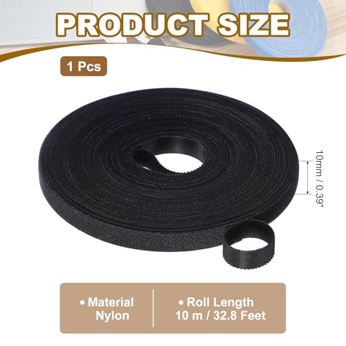 PATIKIL 0.4" x33FT Hook and Loop Tape Double-Sided Nylon Strips Black - color: Black, size: 0.4"x33FT
