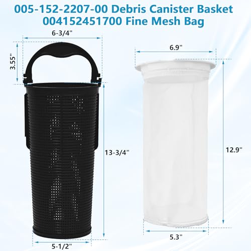 BigHead 005-152-2207-00 Debris Canister Basket & 004152451700 Fine Mesh Bag Combo Replacement for Paramount DDC/EDC Leaf Canisters, Replaces 3227-525, 3227-535, 004-152-451-700 & More - size: 005-152-2207-00&004152451700
