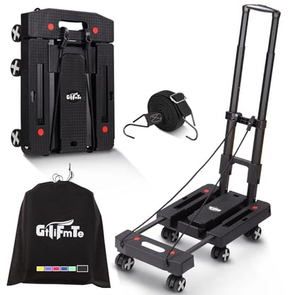 GtIiFmTe Foldable Hand Truck, Lightweight Luggage Cart for Airport Car Seat - size: 6 Wheels-Stretchable
