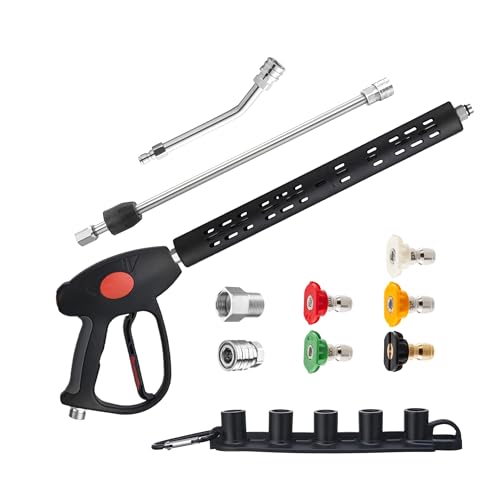 M MINGLE High Pressure Washer Gun with Extension Wand & 30° Curved Rod - size: 47 Inch