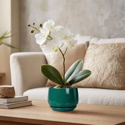 G EPGardening 4 inch Plant Pots, Small Ceramic Planter, Green - color: Blackish Green, size: 4 Inch