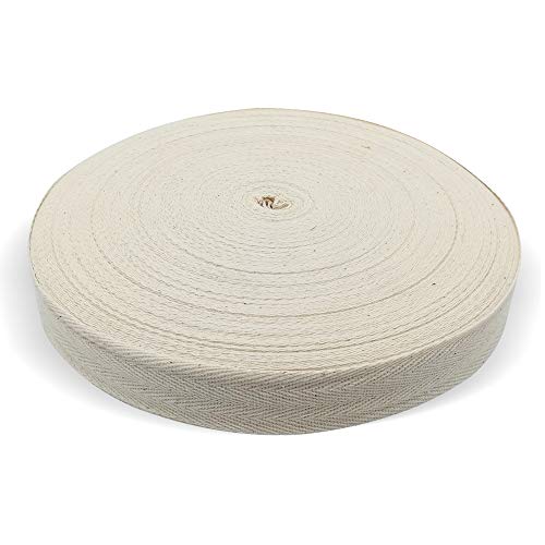 Natural Cotton Twill Tape 50 Yards 3/4 Inch Bunting Bias Tape Herringbone Webbing Tape Roll for Apron Sewing Dressmaking Craft (Natural White) - color: Natural white, size: 3/4inch