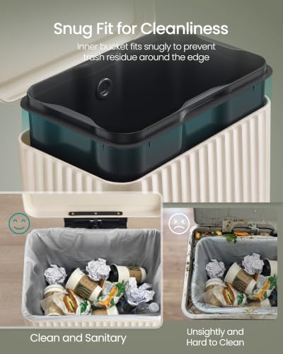 SONGMICS Trash Can, 8 Gallon (30 L), Stainless Steel, with Lid, Pedal - color: Cream White, size: 8 Gallon