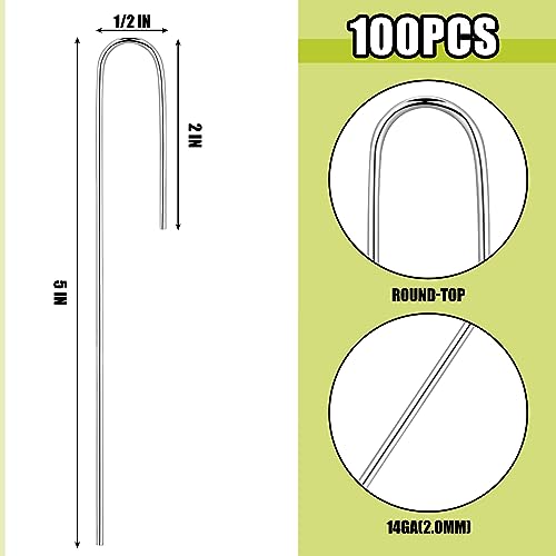 Pelopy 100 Pcs 1/2" Irrigation Drip Tubing Stakes 5 in J-Shaped Staples - size: Hold up to 1/2" Drip Tubing