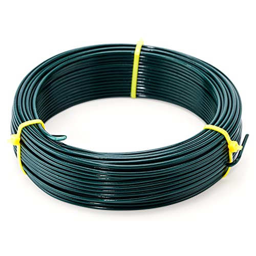 KINGLAKE Green Garden Wire 2mm- 100 Feet Garden Plant Ties Plant Wire for Climbing Plants Plants Twist Ties for Tomatoes Support Vines Vegetables Flowers Indoor & Outdoor Gardening Training - color: Dark Green