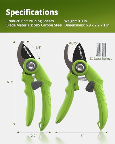 Garden Shears 6.9" Pruning Shears for Gardening Green - size: 6.9 Inch Bypass Green