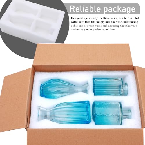 Glass Bud Vases Set of 4, Small Blue Flower Vases for Wedding Centerpieces - color: Blue