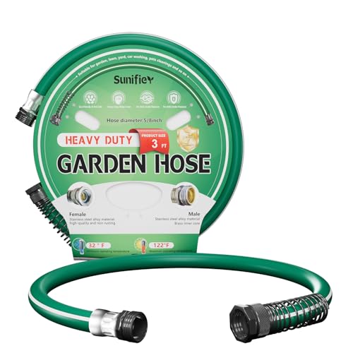 Short Garden Hose 3 ft 6ft 8 ft 10 ft – Hybird Leader Water Hose - Small Garden Hose Extension, Flexible Hose Extender for Lawn Watering, Car Washing - Burst 500 Psi (Green, 3 FT) - size: 3 FT